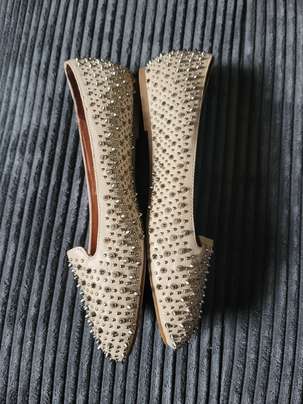 Jeffrey Campbell Cream Studded Loafers